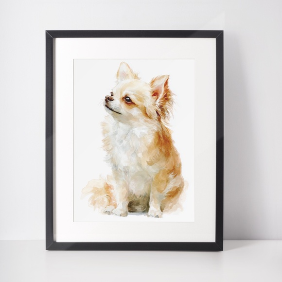Watercolor Chihuahua Dog Portrait Wall Art Print Poster Unframed - Cute Pet - Picture 3 of 6